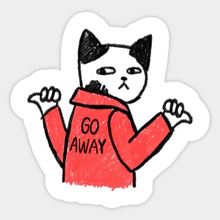 pissed cat with a jacket - go away Sticker